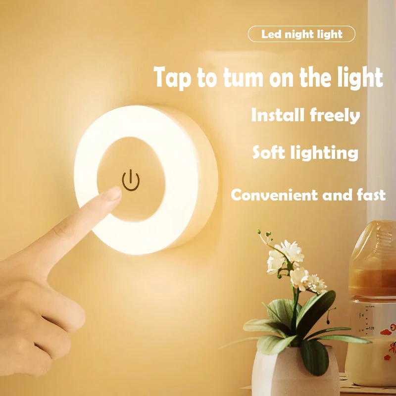 Dimming Touch LED Night Light 1 Dimming Touch LED Night Light USB Rechargeable Night Lamp Dedroom Kitchen Cabinet Wardrobe Lamp Staircase Wireless Closet Light 1